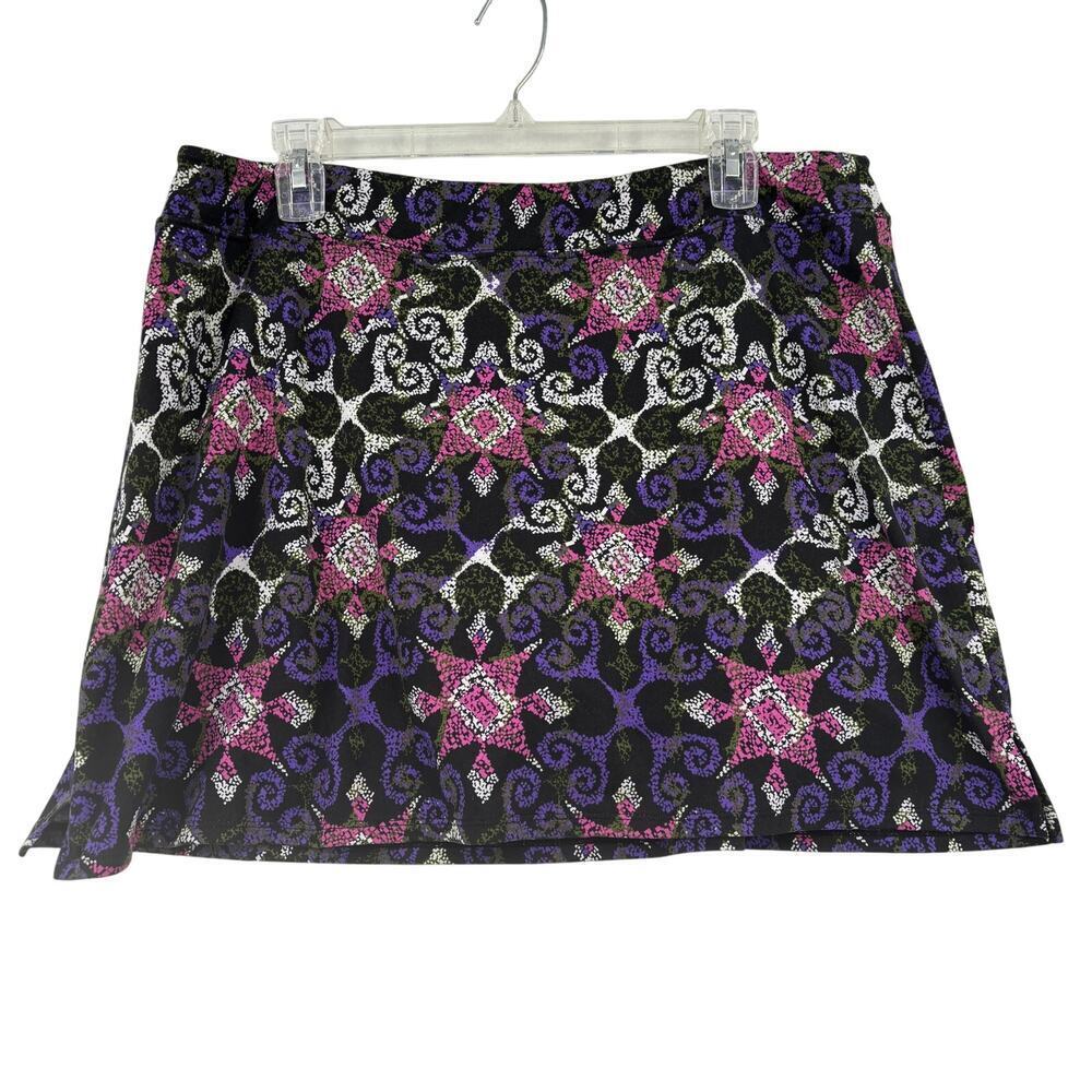 Tranquility Skort XL Black Print Pull On Shorts Lined Stretch Colorado Clothing